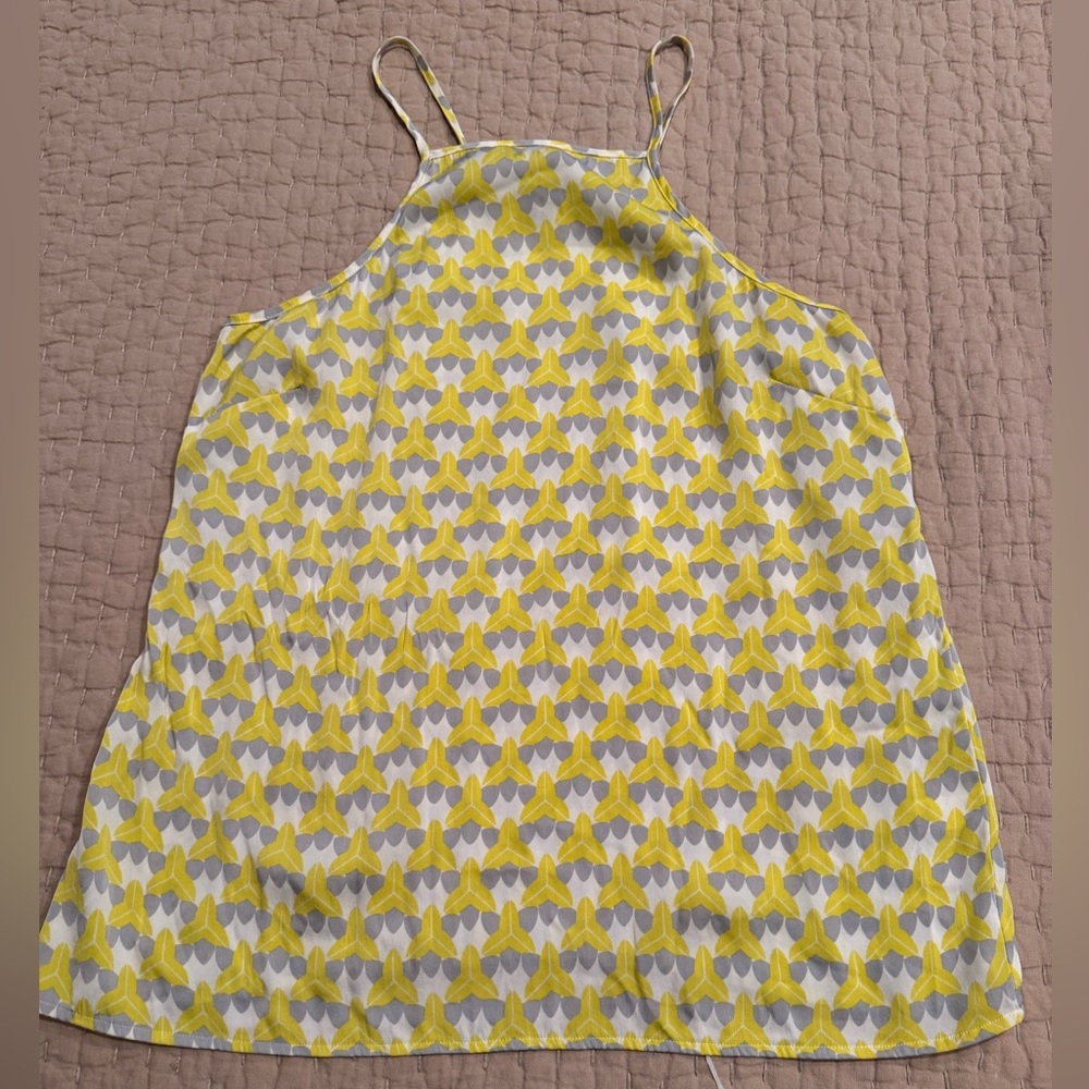 Thin Strap Yellow and Grey Silk Top